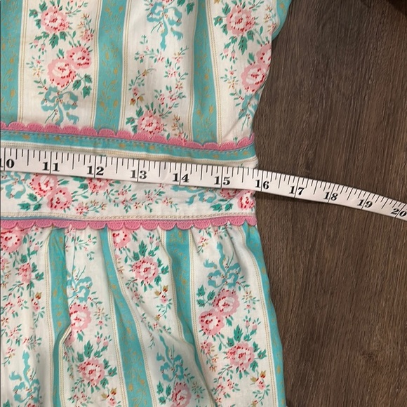TCEC Pastel Pink Mint Green Floral Short Sleeve Cottagecore Dress Size Large - Picture 11 of 13